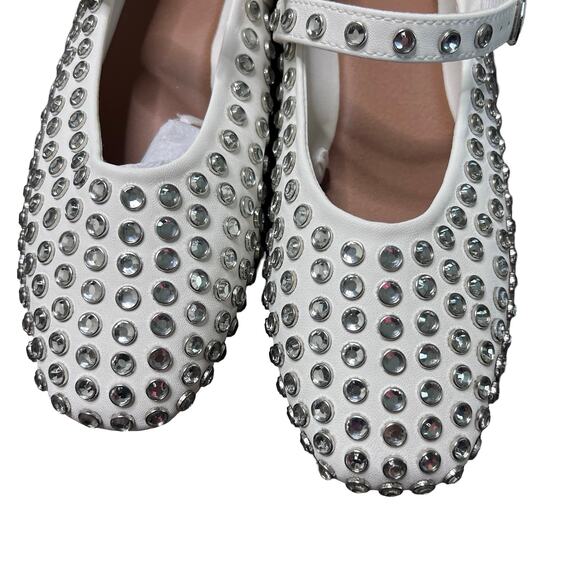 A NEW DAY Issa Rhinestone Mary Jane Ballet Flats White - Picture 3 of 5